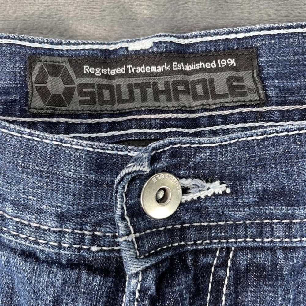 Vintage SouthPole Jeans Men's Size 36x25 Y2K 4180 Relaxed Baggy Wide Leg Blue - Picture 3 of 12